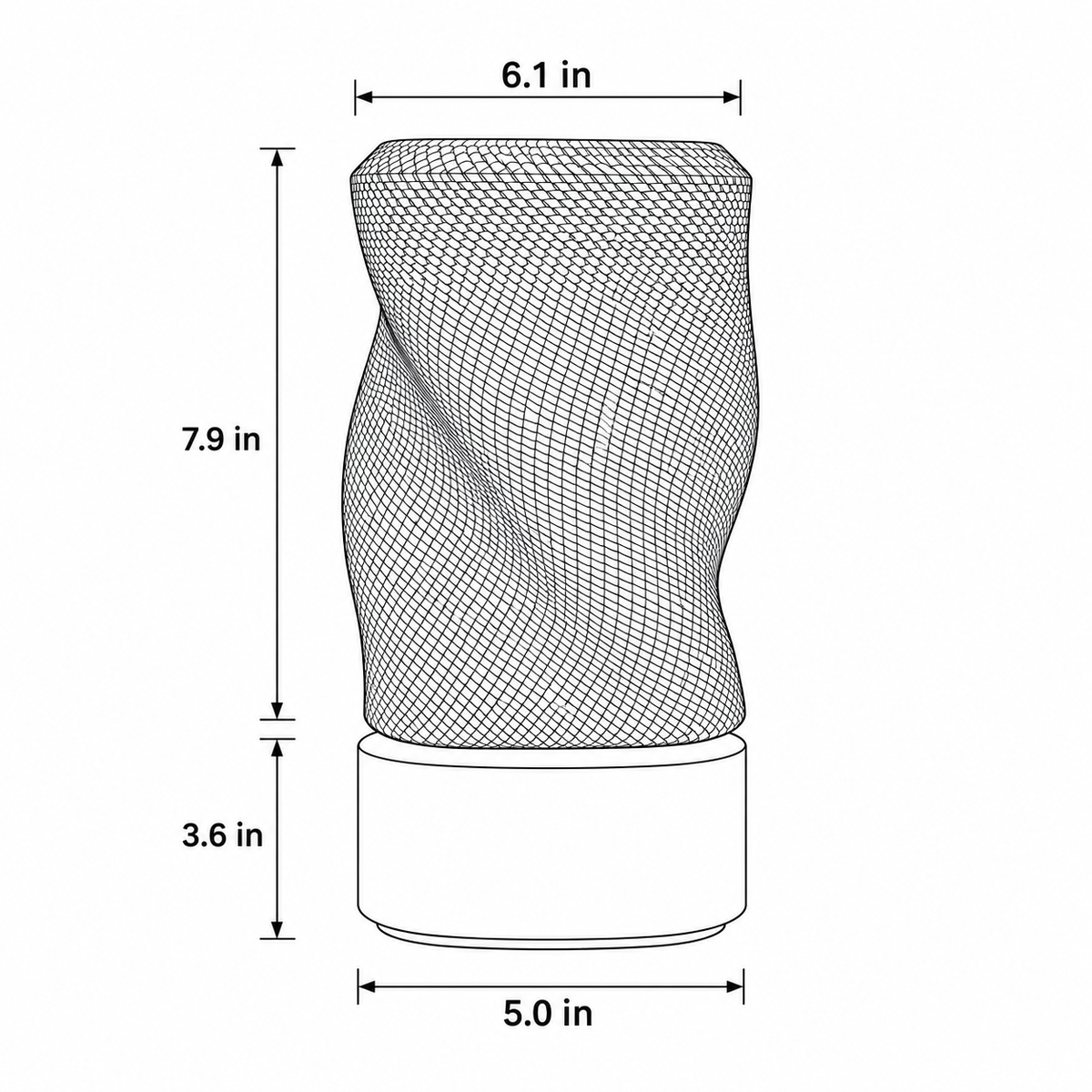 Twist Weave Table Lamp dimensions - shade 6.1 x 7.9 inches, base 5.0 x 3.6 inches
