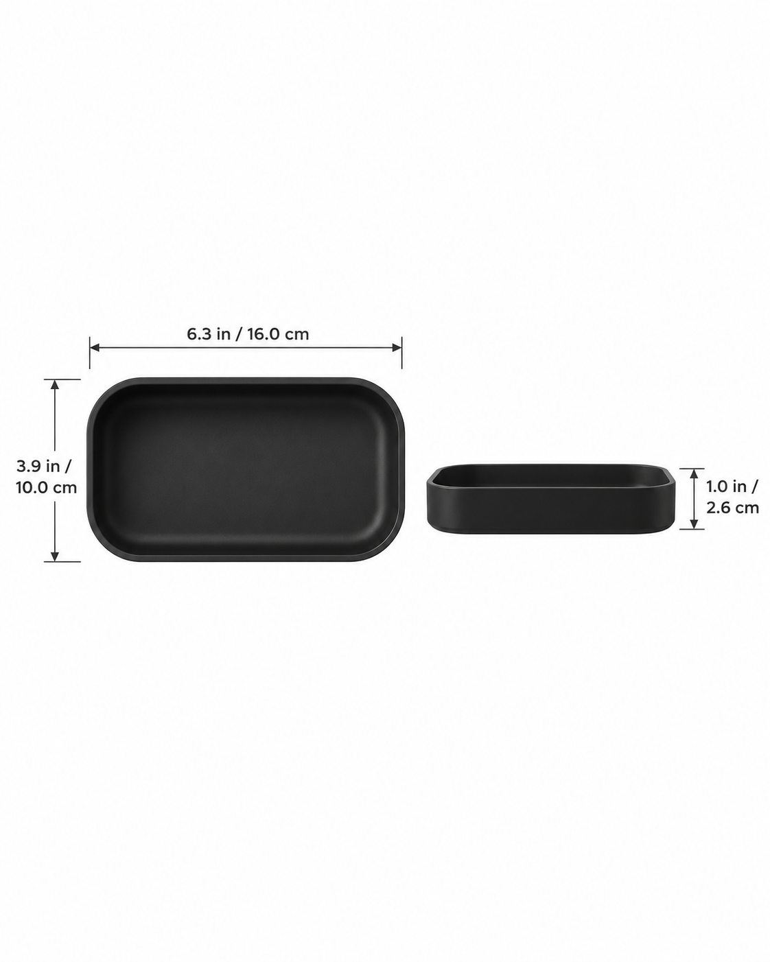 Edge Valet Tray dimensions - 6.3 x 3.9 inches, 1.0 inch tall