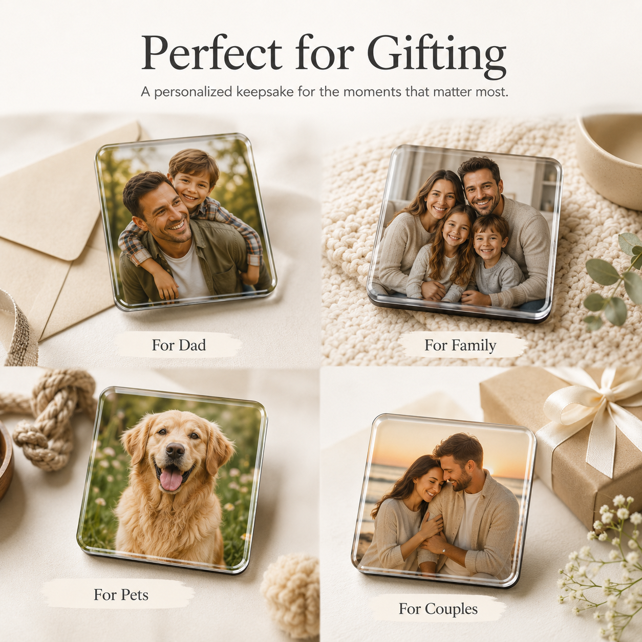 personalized photo magnet gift ideas for dad family pets couples