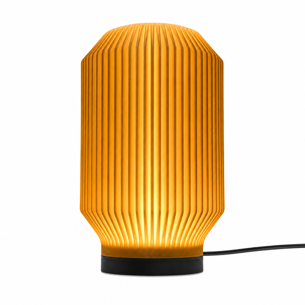 DiyArts Lantern Ribbed Table Lamp in Amber, studio product shot