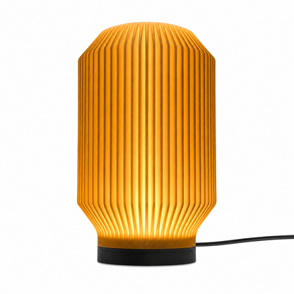 DiyArts Lantern Ribbed Table Lamp in Amber, studio product shot