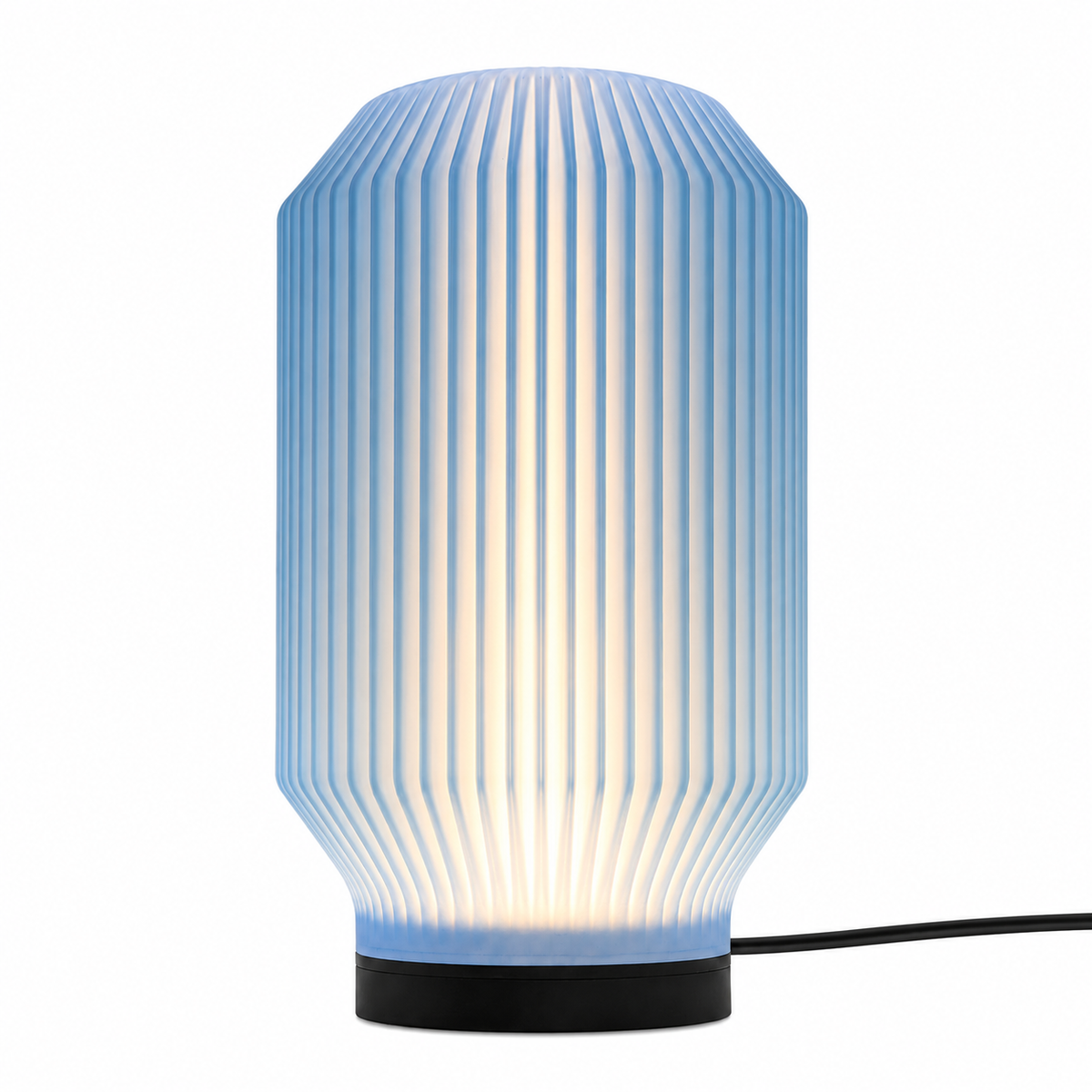 DiyArts Lantern Ribbed Table Lamp in Light Blue, studio product shot