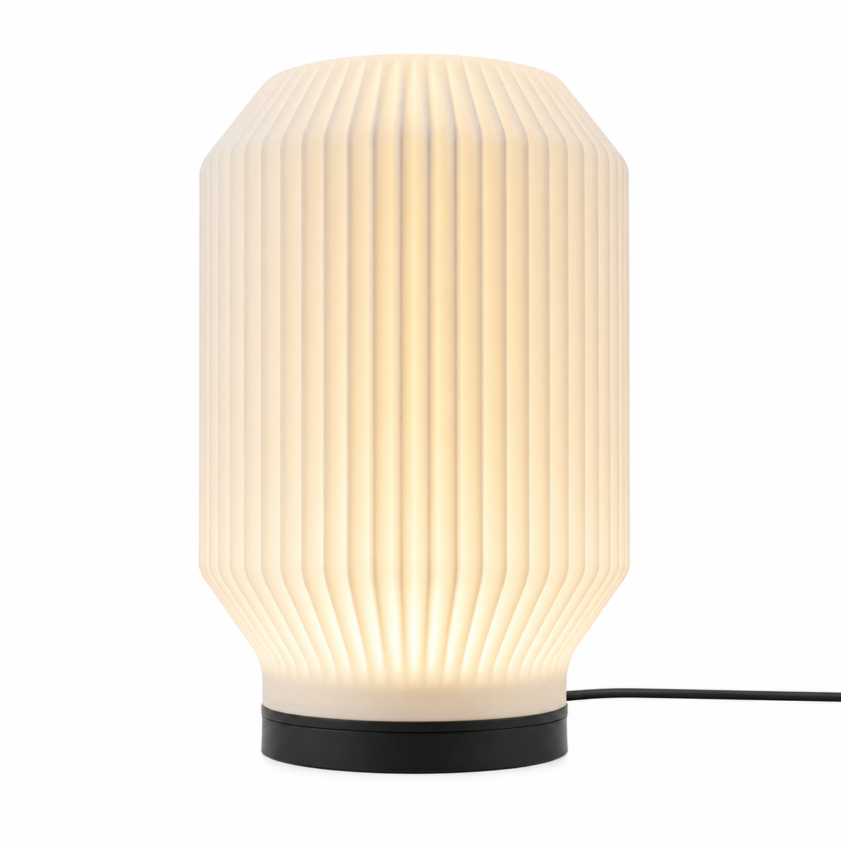 DiyArts Lantern Ribbed Table Lamp in Matte White, studio product shot