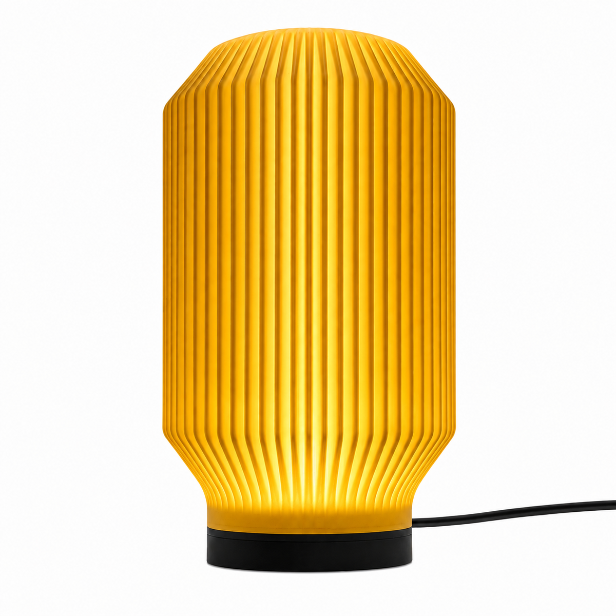 DiyArts Lantern Ribbed Table Lamp in Mustard, studio product shot