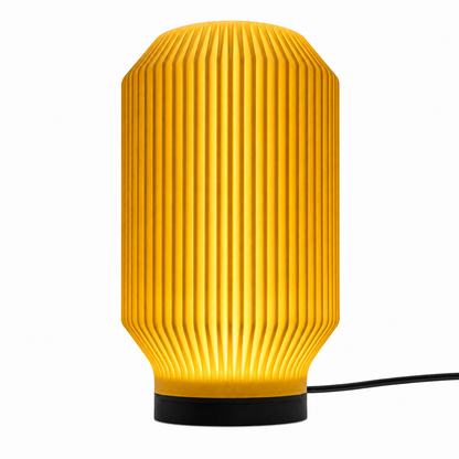DiyArts Lantern Ribbed Table Lamp in Mustard, studio product shot