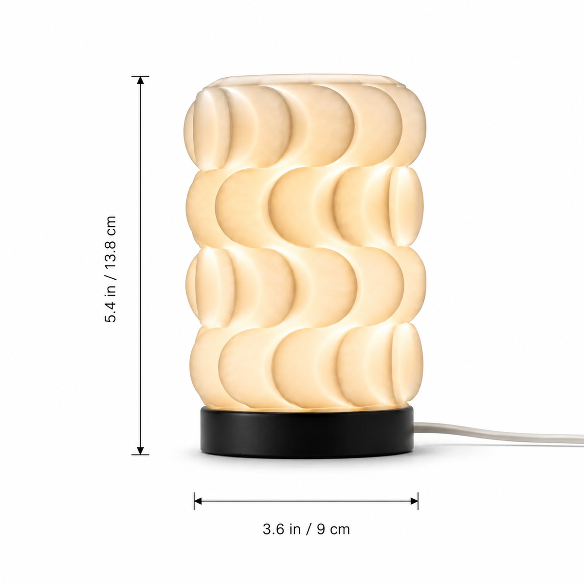 Scallop Table Lamp dimensions: 5.4 inches tall, 3.6 inches wide