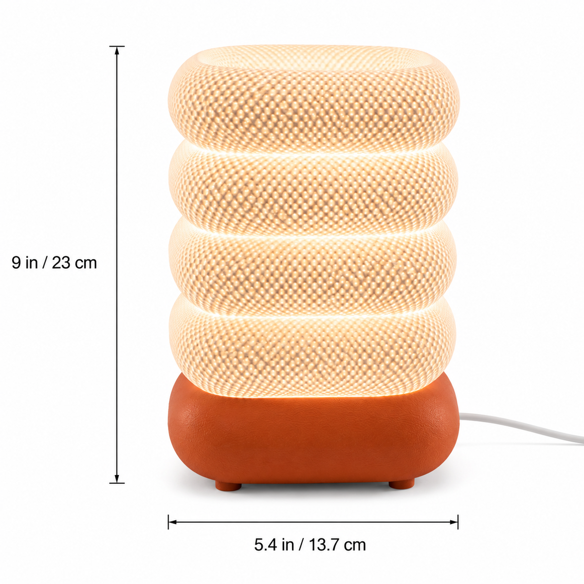 Stacked Bubble Table Lamp dimensions: 9 inches tall, 5.4 inches wide