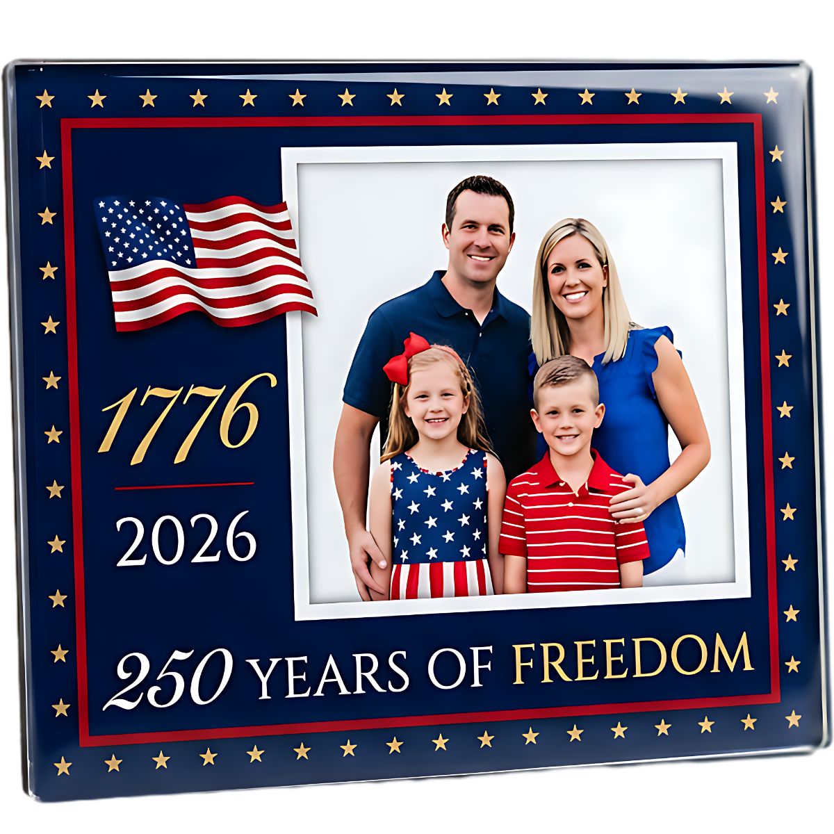 America 250 custom acrylic photo plaque, 1776-2026 commemorative patriotic keepsake with family photo, American flag and 250 Years of Freedom