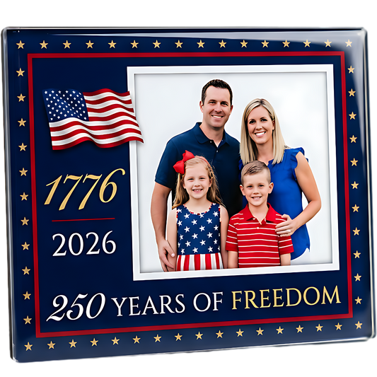America 250 custom acrylic photo plaque, 1776-2026 commemorative patriotic keepsake with family photo, American flag and 250 Years of Freedom