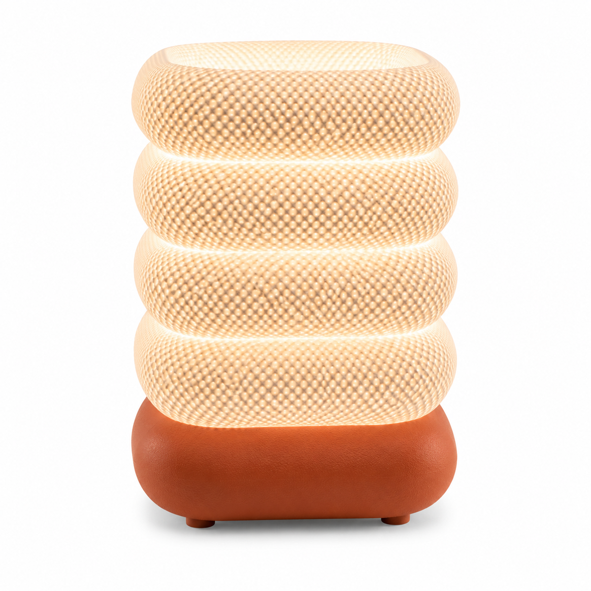 DiyArts Stacked Bubble Table Lamp in Burnt Rust, studio product shot