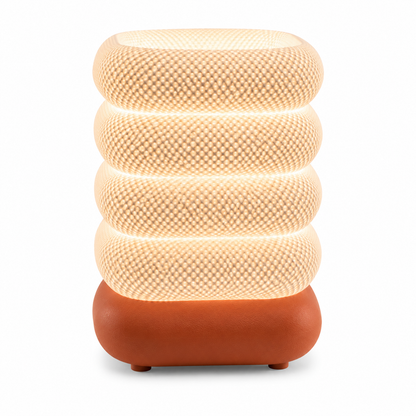 DiyArts Stacked Bubble Table Lamp in Burnt Rust, studio product shot