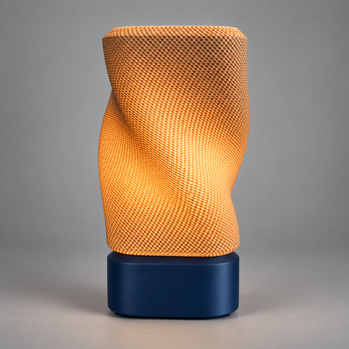 DiyArts Twist Weave Table Lamp in Deep Indigo Blue, studio product shot