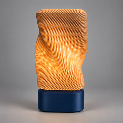 DiyArts Twist Weave Table Lamp in Deep Indigo Blue, studio product shot