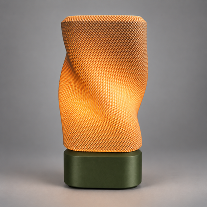 DiyArts Twist Weave Table Lamp in Moss Green, studio product shot
