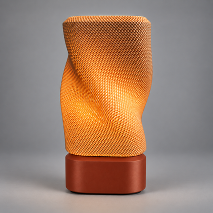 DiyArts Twist Weave Table Lamp in Burnt Rust, studio product shot