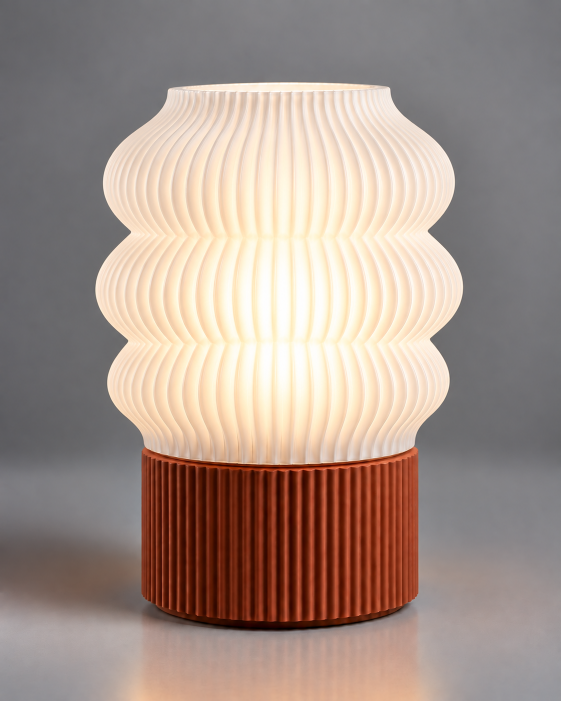 DiyArts Ripple Table Lamp, Triple Wave shade in Jade White, studio product shot