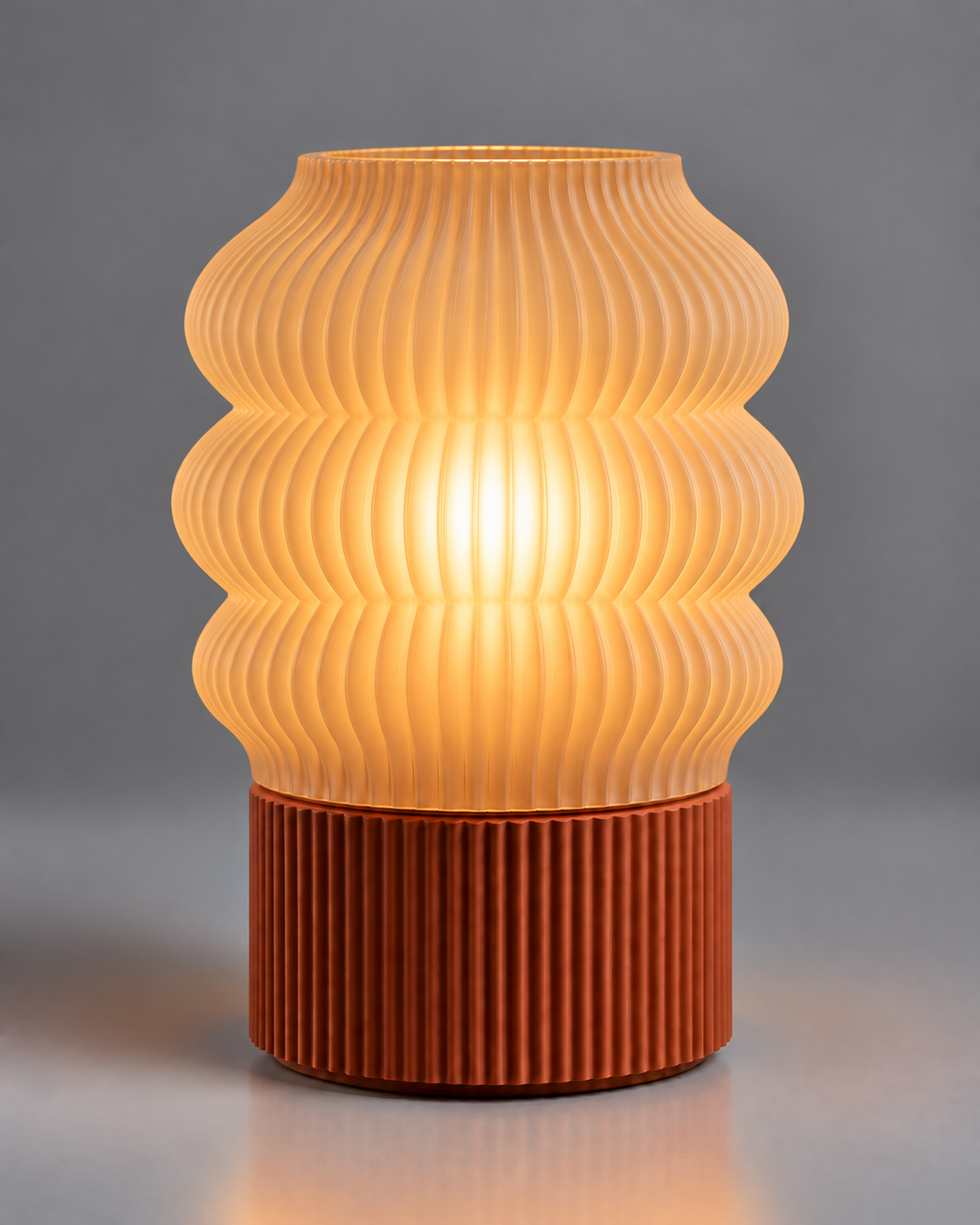 DiyArts Ripple Table Lamp, Triple Wave shade in Translucent Honey, studio product shot