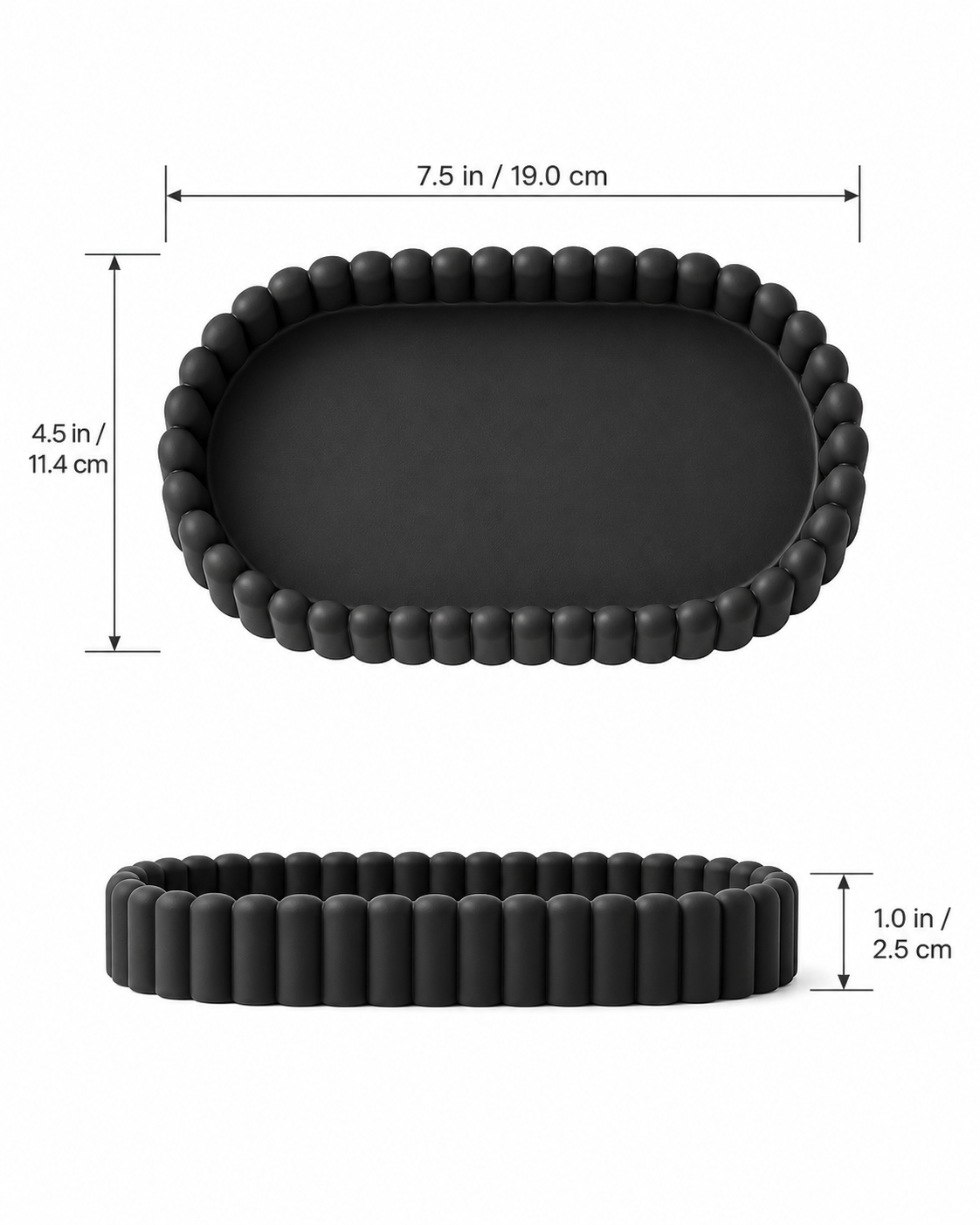 Ripple Catch-All Tray dimensions - 7.5 x 4.5 inches, 1.0 inch tall