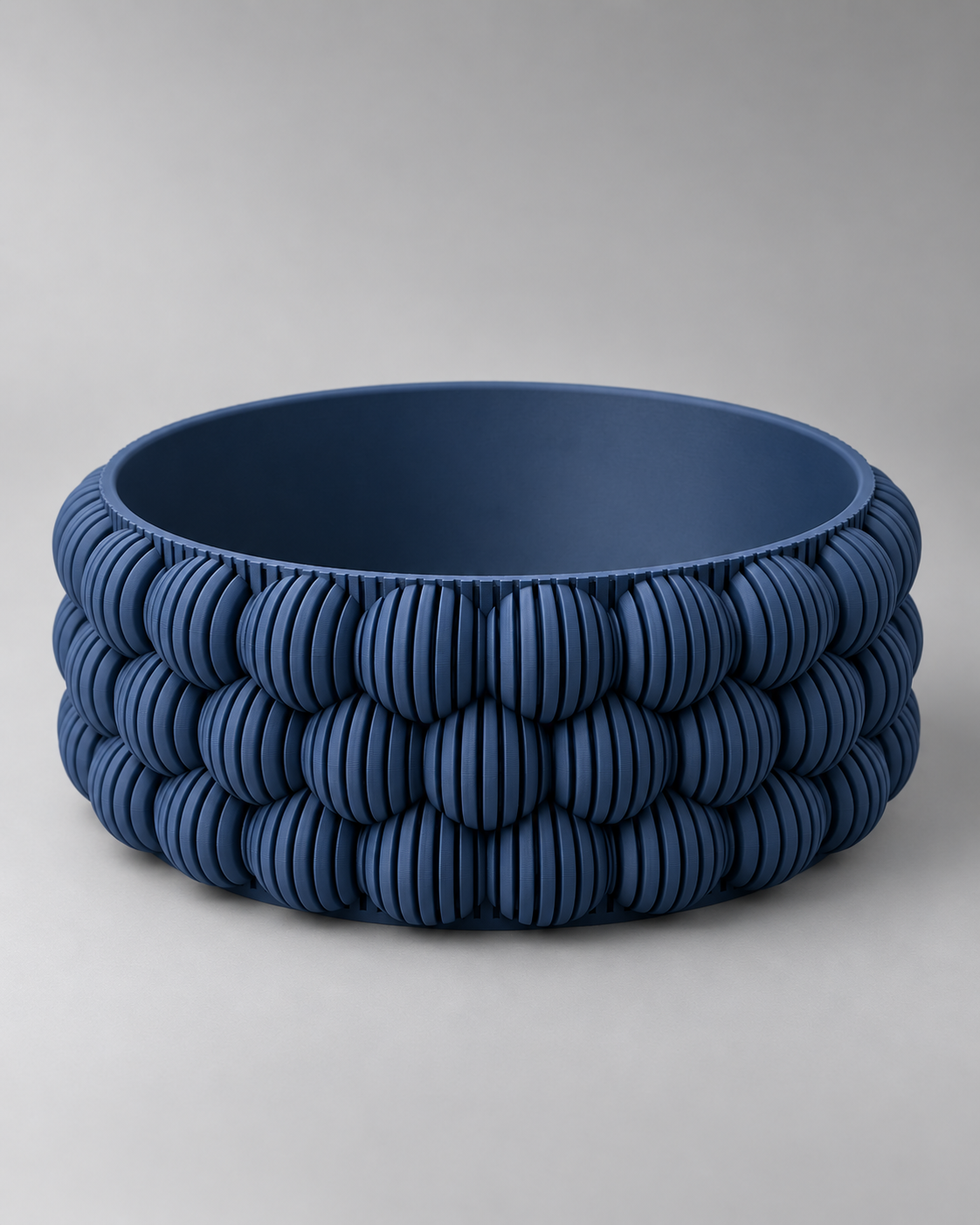 DiyArts Bubble Catch-All Bowl in Deep Indigo Blue, ribbed bubble texture, studio product shot