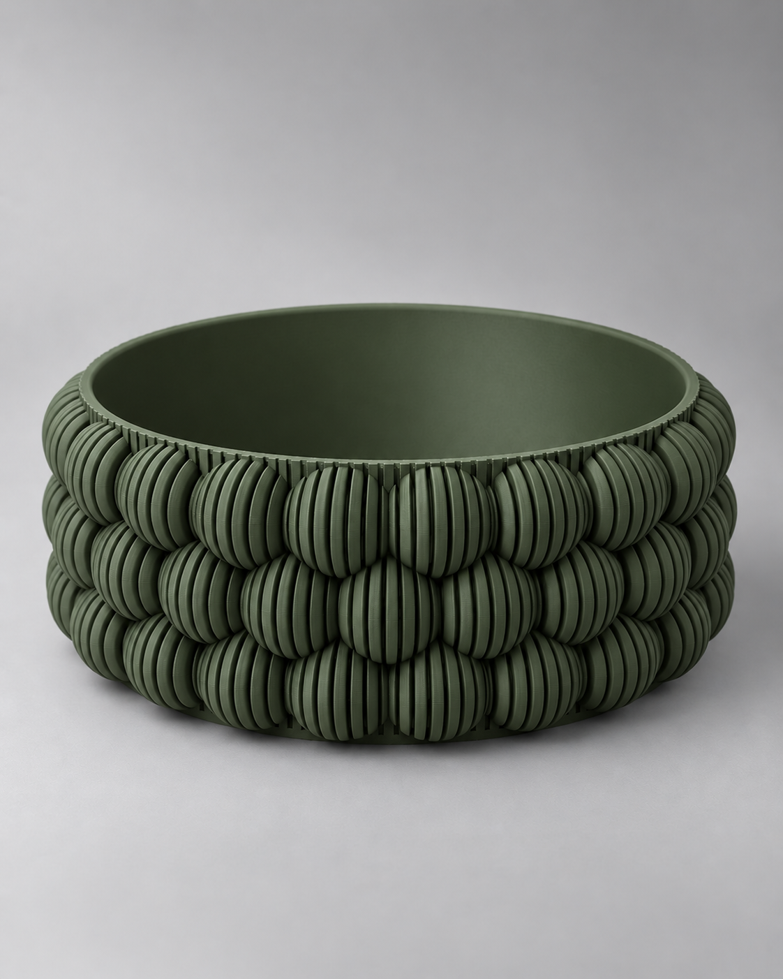 DiyArts Bubble Catch-All Bowl in Moss Green, ribbed bubble texture, studio product shot
