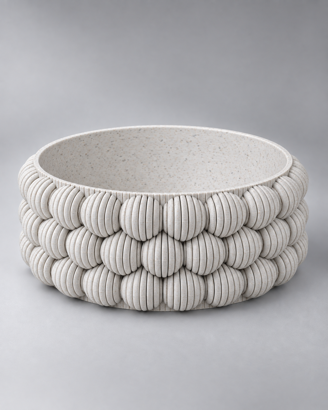 DiyArts Bubble Catch-All Bowl in White Marble, speckled stone-look finish, studio product shot