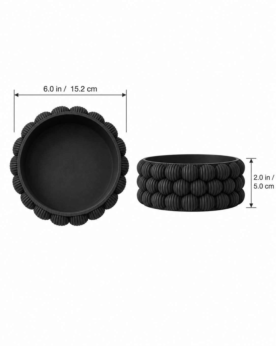Bubble Catch-All Bowl dimensions - 6.0 inches diameter, 2.0 inches tall