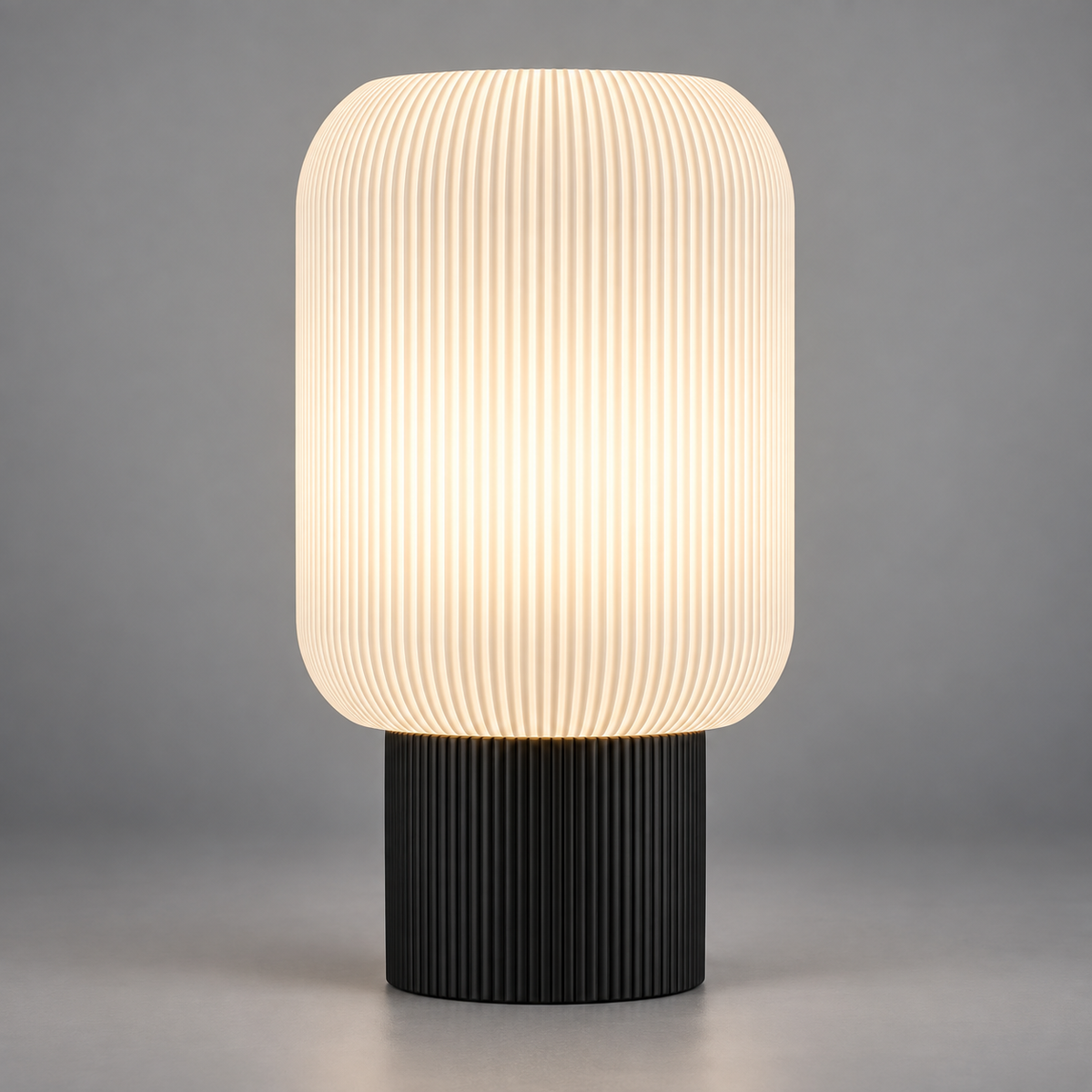 DiyArts Column Ribbed Table Lamp, Cylinder base in Matte Black, studio product shot