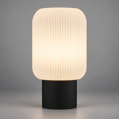 DiyArts Column Ribbed Table Lamp, Cylinder base in Matte Black, studio product shot