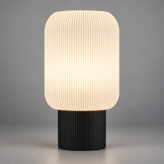 DiyArts Column Ribbed Table Lamp, Cylinder base in Matte Black, studio product shot