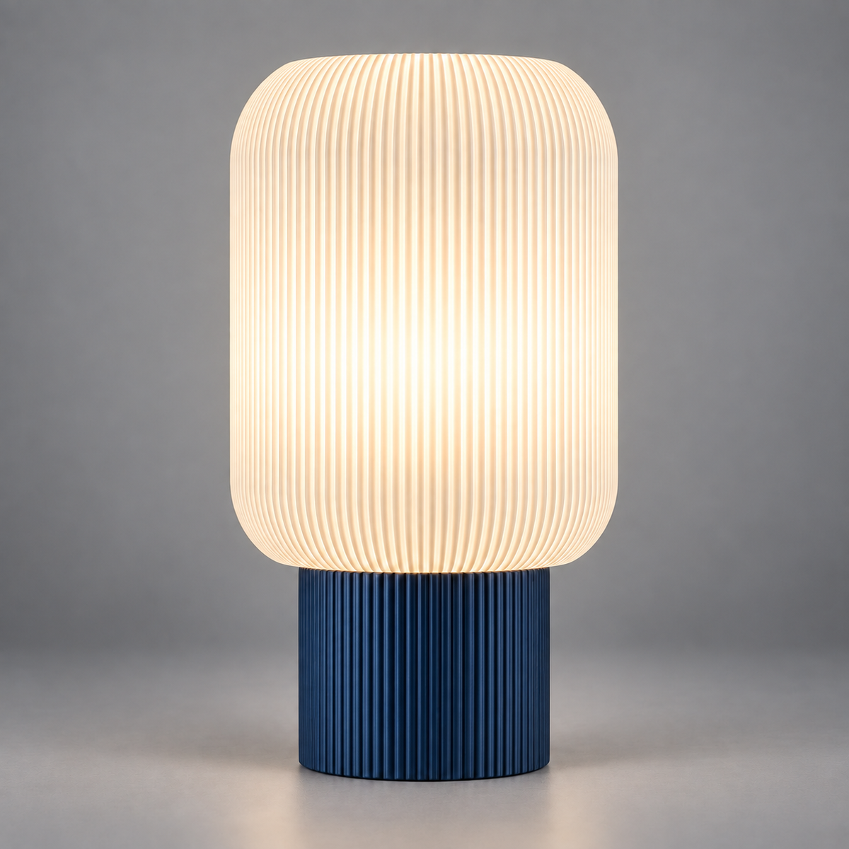 DiyArts Column Ribbed Table Lamp, Cylinder base in Deep Indigo Blue, studio product shot