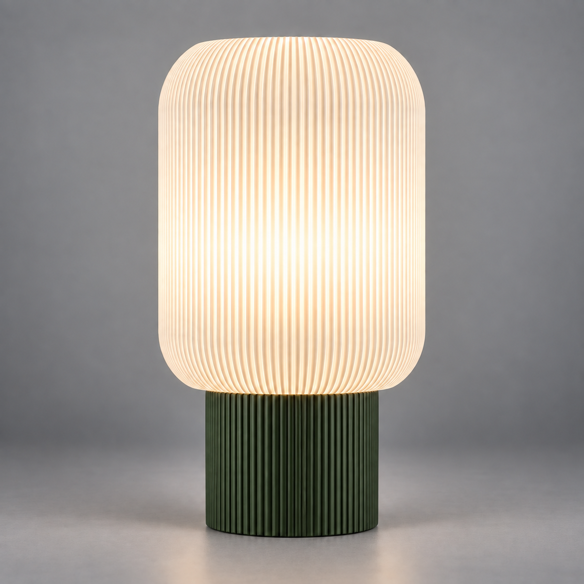 DiyArts Column Ribbed Table Lamp, Cylinder base in Moss Green, studio product shot