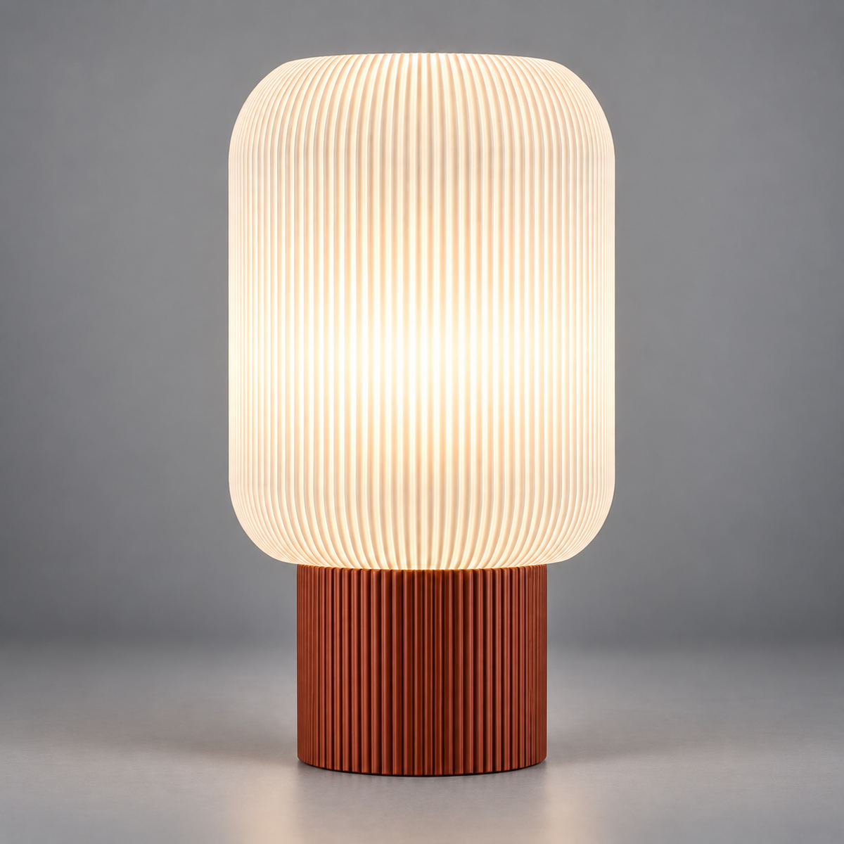 DiyArts Column Ribbed Table Lamp, Cylinder base in Burnt Rust, studio product shot