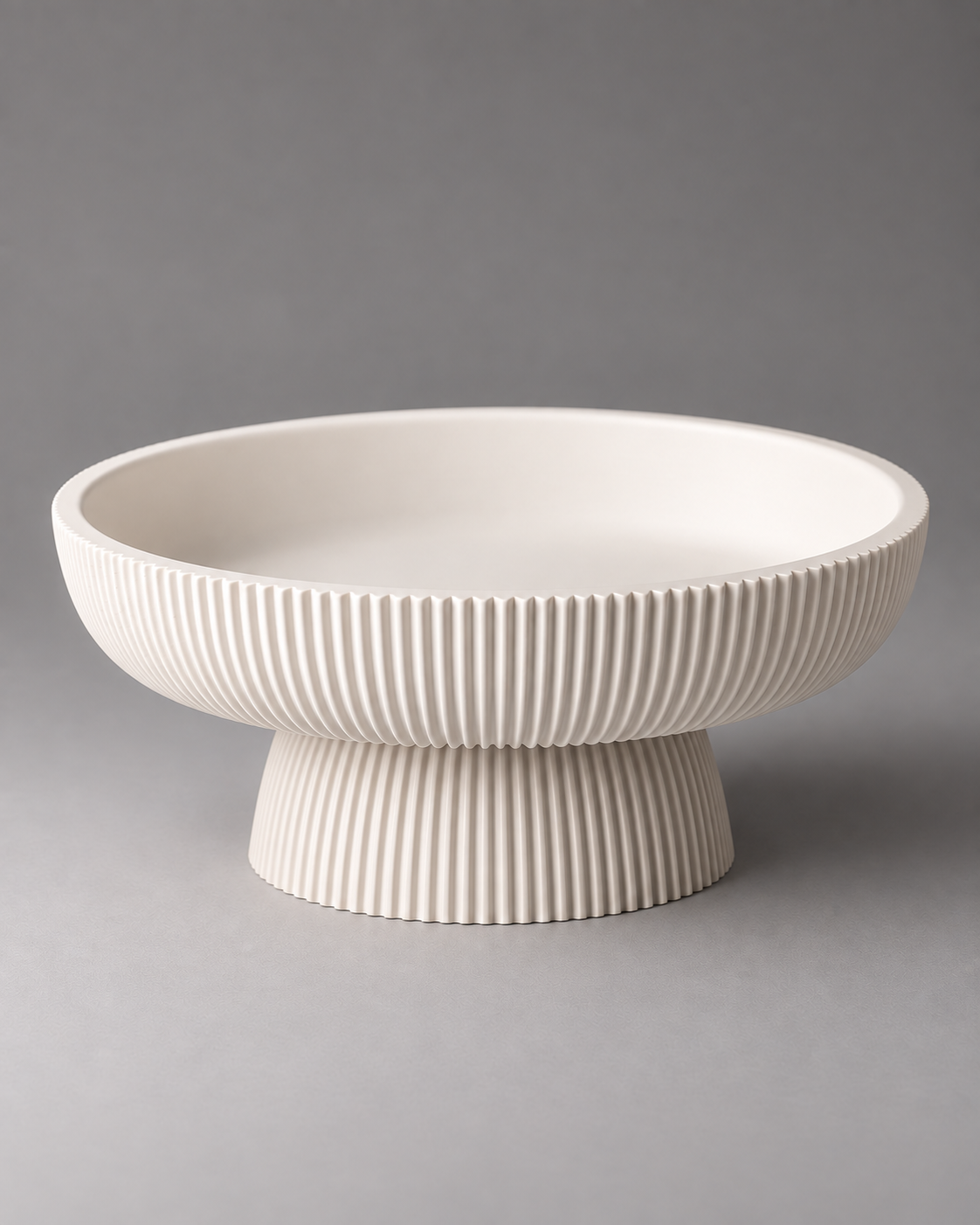 DiyArts Column Pedestal Bowl in all Jade White, fluted bowl and base, studio product shot