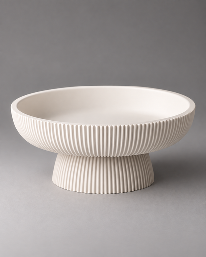 DiyArts Column Pedestal Bowl in all Jade White, fluted bowl and base, studio product shot