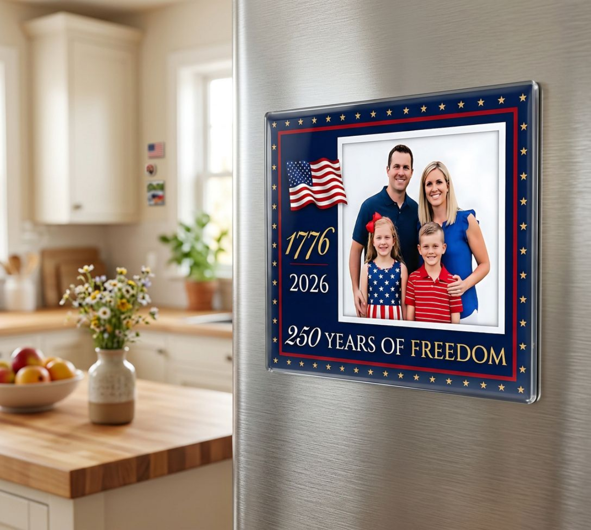 America 250 acrylic photo plaque hanging on a wall - frameless 1776-2026 patriotic keepsake