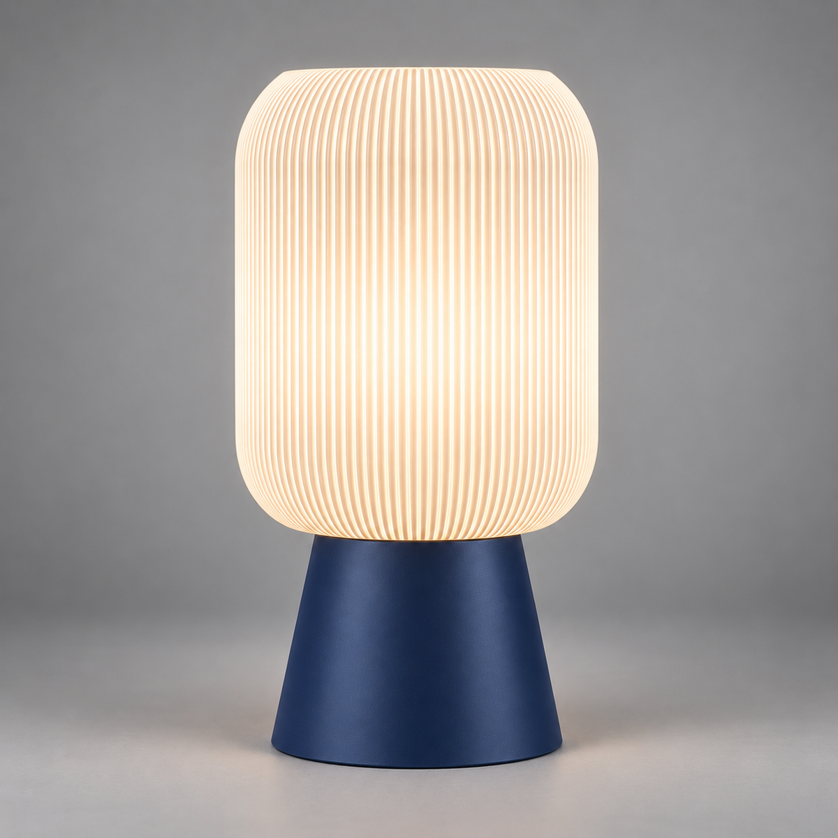 DiyArts Column Ribbed Table Lamp, Cone base in Deep Indigo Blue, studio product shot