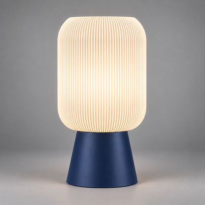 DiyArts Column Ribbed Table Lamp, Cone base in Deep Indigo Blue, studio product shot
