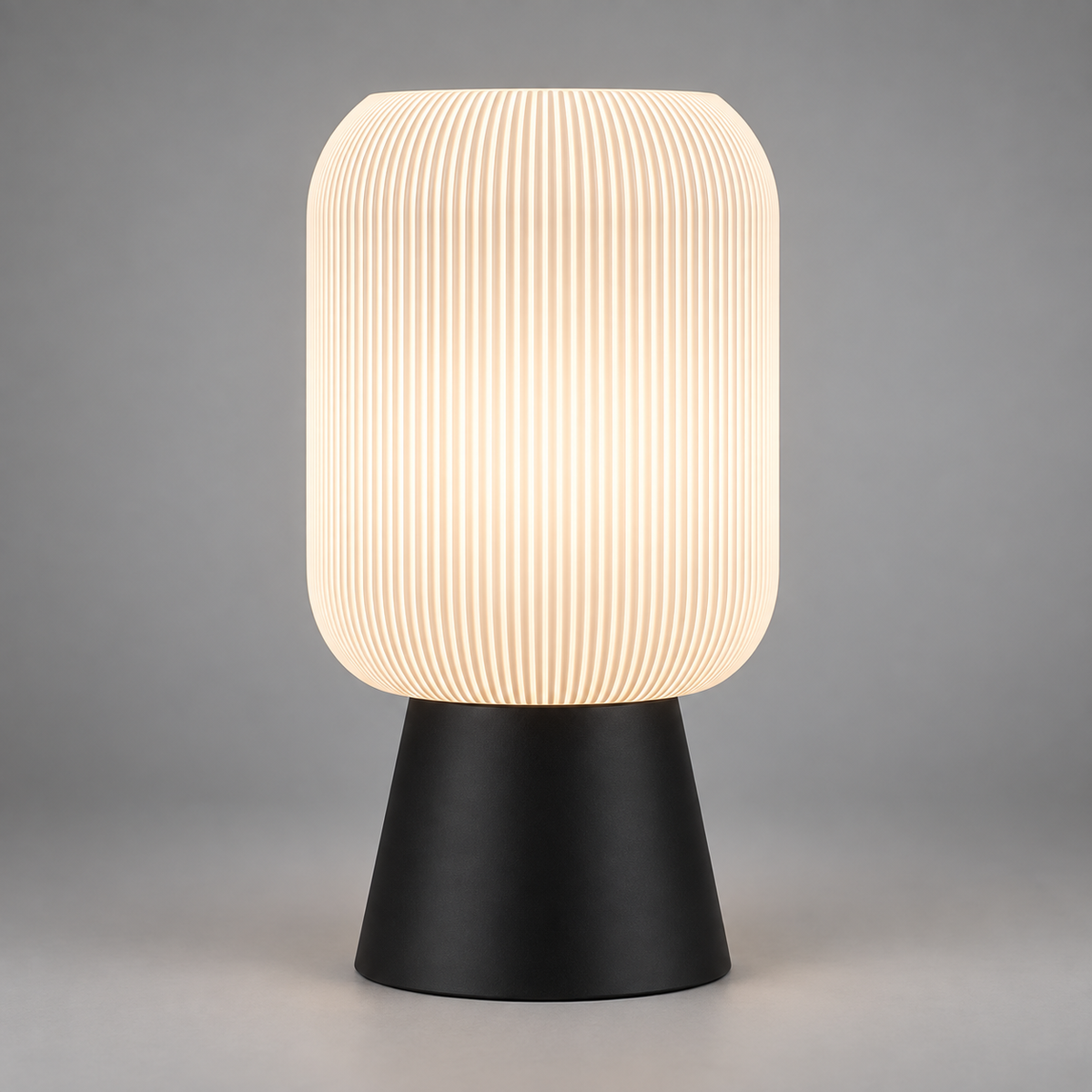 DiyArts Column Ribbed Table Lamp, Cone base in Matte Black, studio product shot