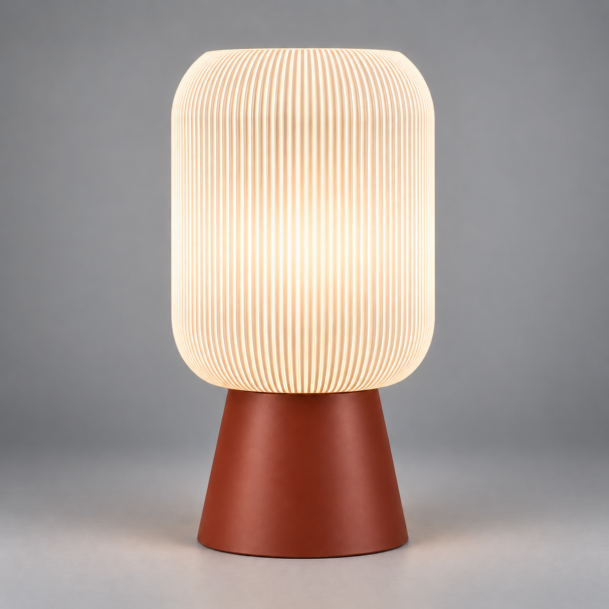 DiyArts Column Ribbed Table Lamp, Cone base in Burnt Rust, studio product shot