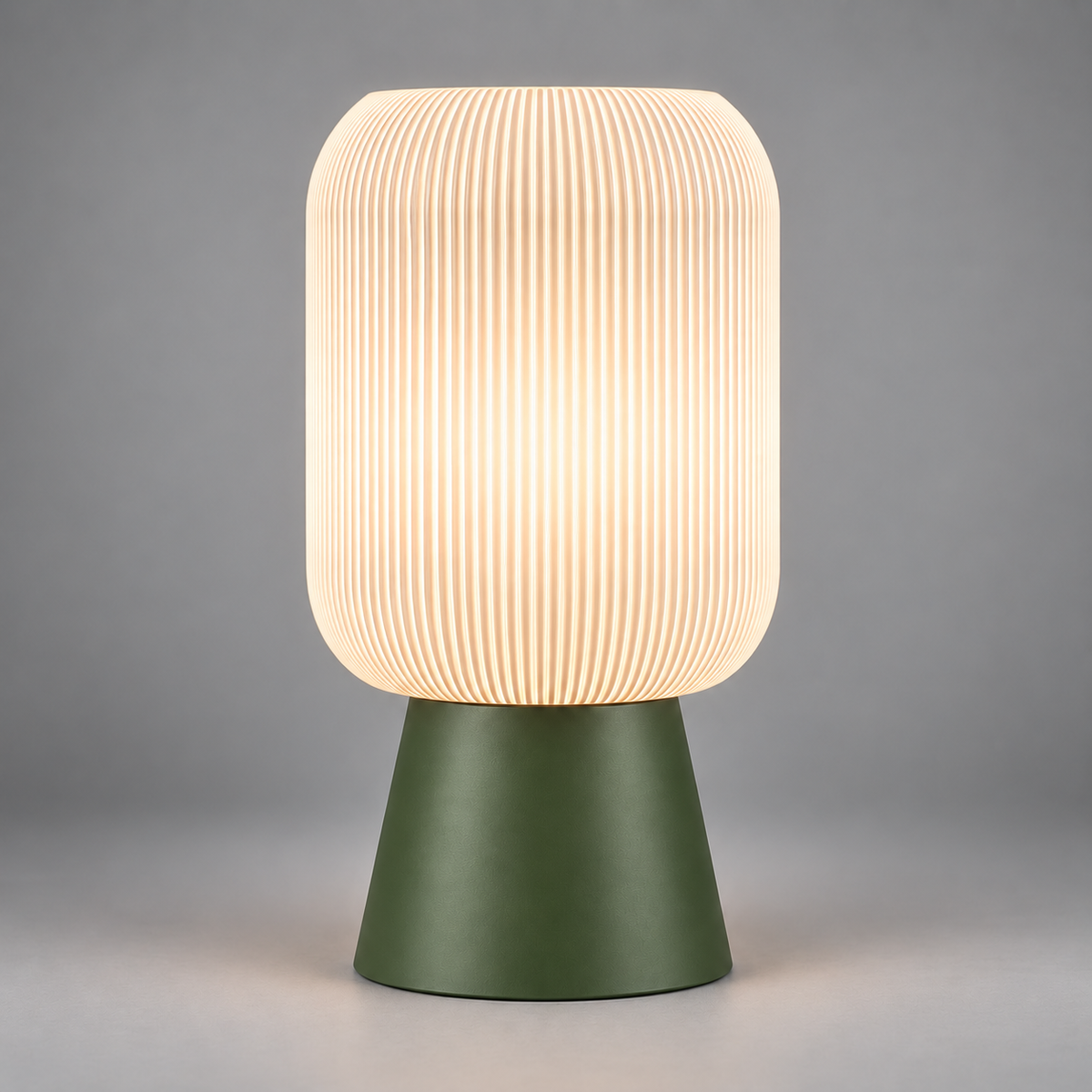 DiyArts Column Ribbed Table Lamp, Cone base in Moss Green, studio product shot